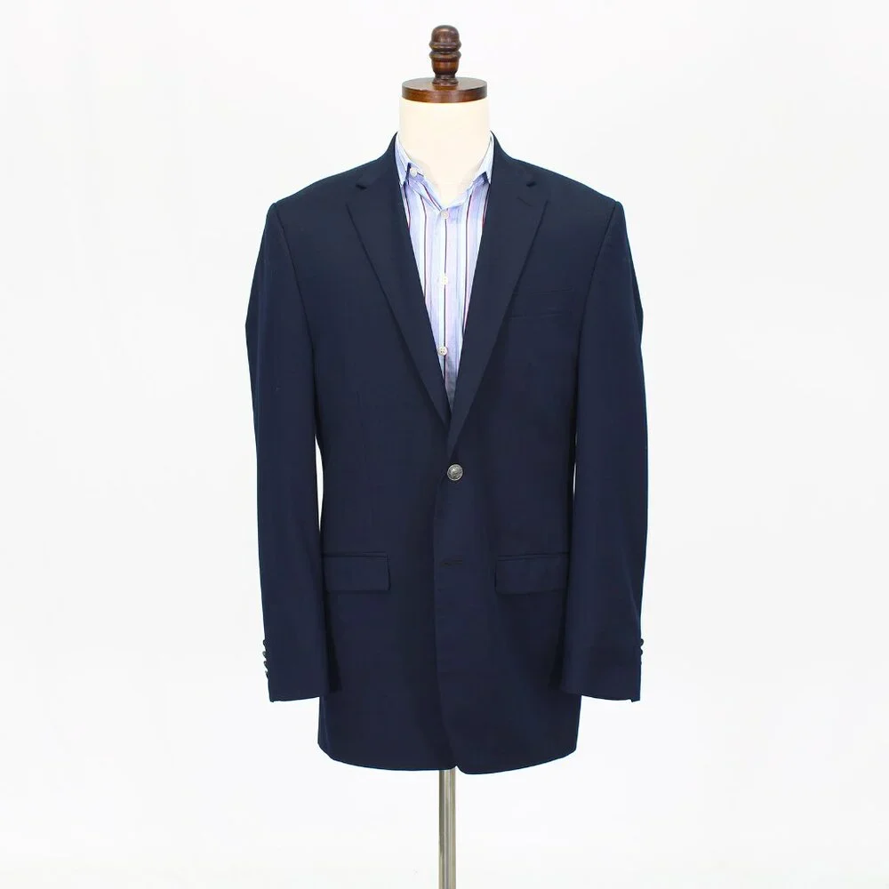 Michael Kors 40L Navy Solid 2-Button Sport Coat Blazer Jacket T728